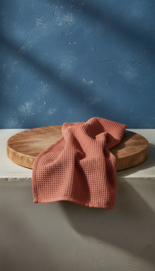 Cotton Kitchen Towel in Tomato Red in a new setting
