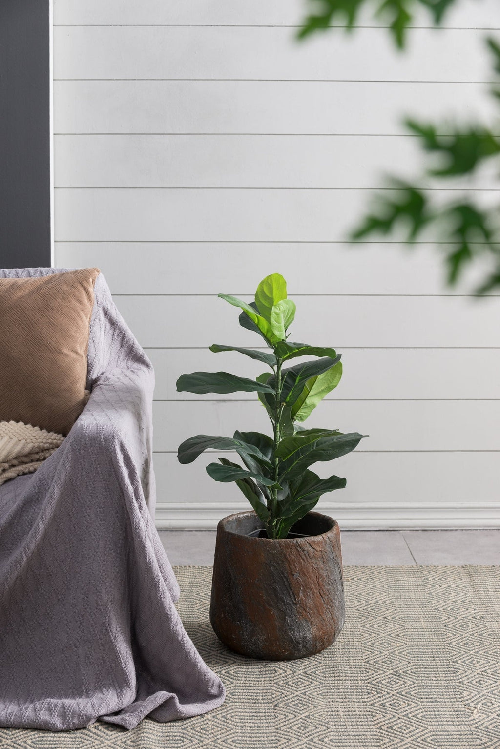 Small Gray Cement Indoor & Outdoor Planter, 12.6 × 11.8 in