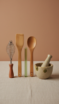 Mixing tools set, Use a 3/4 angle to capture the full kit and its components effectively. Position them on a textured...