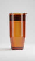 An amber glow insulated tumbler is perfectly centered in the frame, set against a clean, highlighting its sleek and...